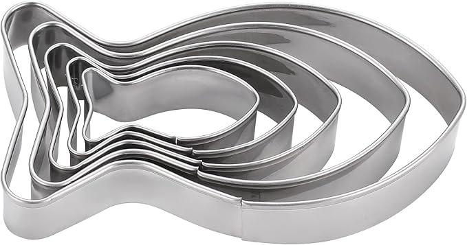 MrCookie Sturdy Goldfish/Fish Cookie Cutters,DIY Baking Tools&Accessories. | Sandwich molds for cookie,biscuit,cake,fruit.5 Sizes range from 1.57" to 4.13".Thickened stainless steel Food-grade.