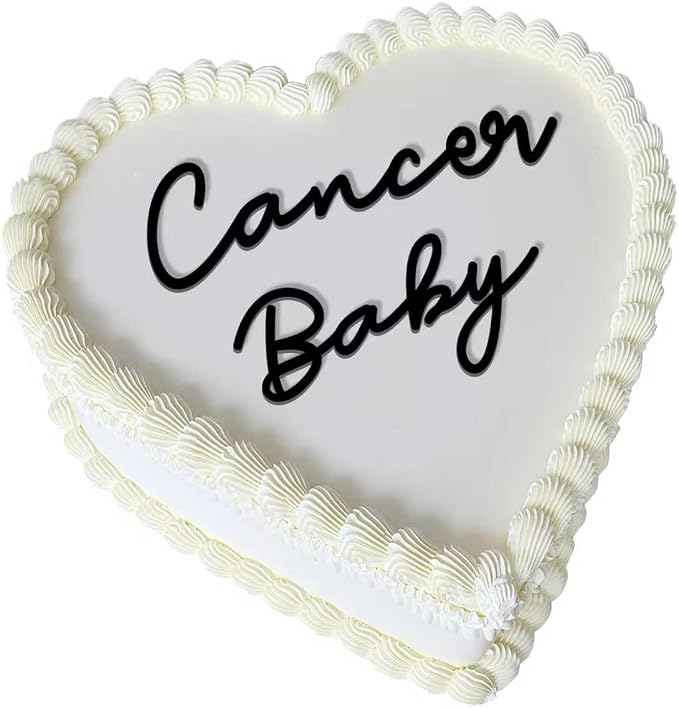Cancer Cake Topper – Zodiac Birthday Decoration for Cancer Season, Horoscope Party Supplies for Baby or Adult Birthday (Cancer Baby black)