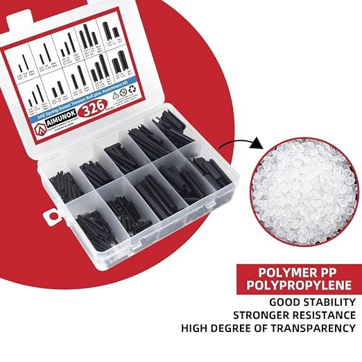 326PCS Roll Pin Set - 24 Sizes Spring Dowel Tension Roll Pins - 1/8 1/4 3/8 1/16 5/64 3/32 5/16 5/32 7/32 Split Expansion Pin Assortment Kit for Home Improvement