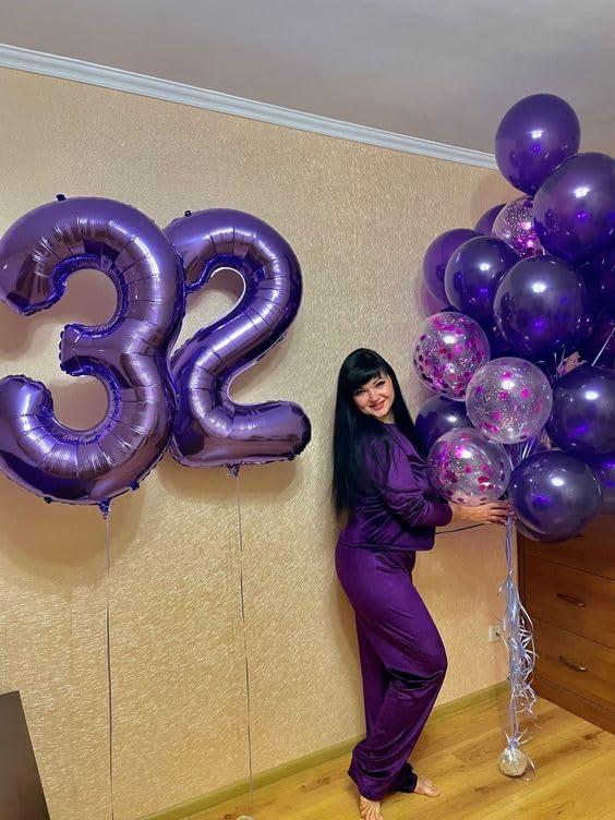 Purple Number 14 Balloon 40 Inch, 14th Birthday Party Decorations for Children, Giant 14 Foil Balloon for Party Supplies