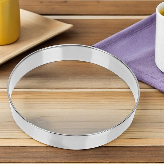 10 Inch Crumpet Rings, 10.6 x 1.2 in Cake & Pastry Rings, Stainless Steel Double Rolled Tart Nonstick Accessories for English Muffin, Dough Cutting, Egg Tart, Pizza, Pancake Baking Cooking