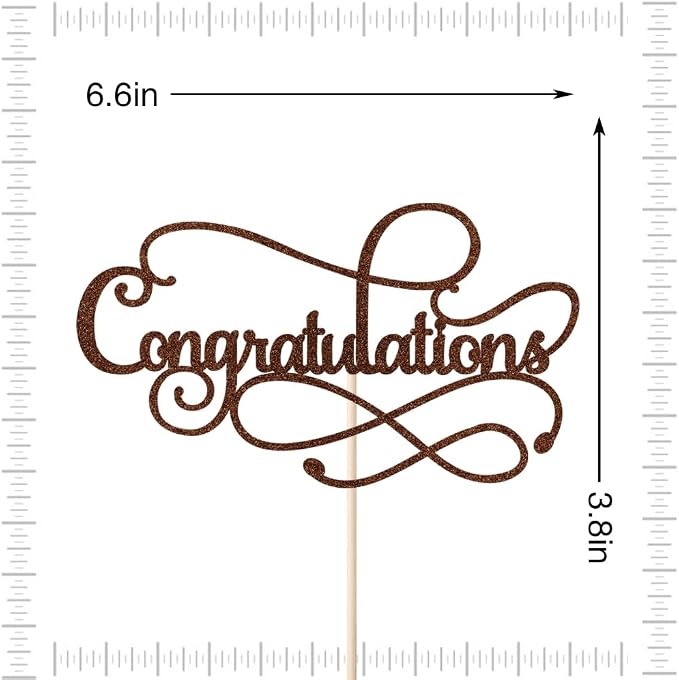 Congratulations Cake Topper,Congratulations 2026 Graduation Cake Topper,Graduation, Wedding, Retirement, Birthday, Anniversary, Celebration Party Decorations Supplies (Brown)
