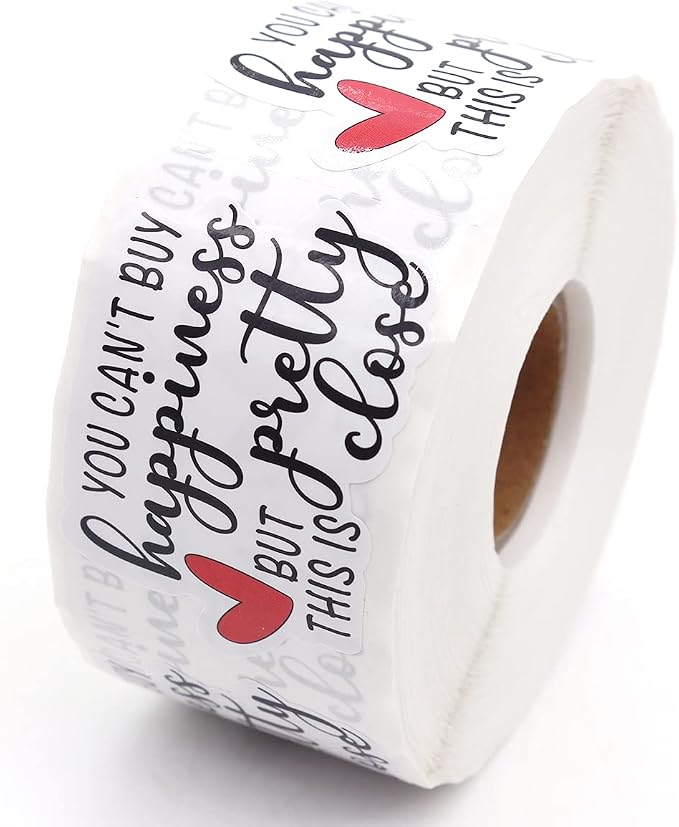 Wailozco Pretty Close Stickers for Small Business Mail Envelopes Package | Cute New Customer Stickers/Easy to Paste/1.5''/500 Labels Per Roll