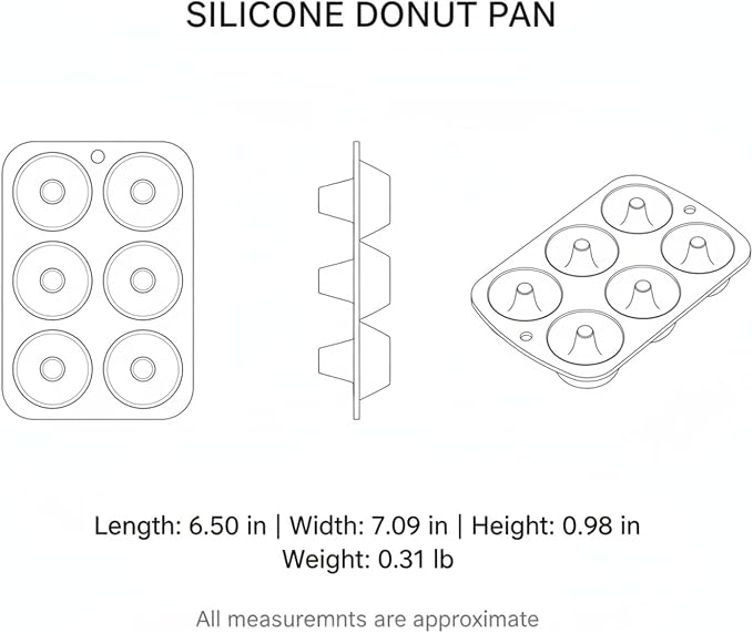 Silicone Donut Pan, 6-Cavity Baking Tray for Oven (1 PC)