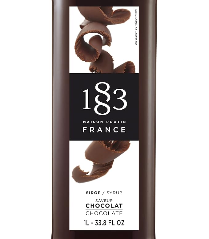 1883 Chocolate Syrup for Drinks, Made in France, 1 Liter Glass Bottle