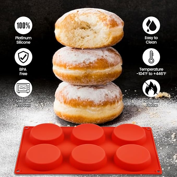 CAKETIME Muffin Top Pan, Silicone Egg Molds for Breakfast Sandwiches 3 Inch Round Silicone Baking Molds for Baking English Muffins, Whoopie Pies, Corn Bread, Egg Bites, Cookie, Tarts 3 Pack