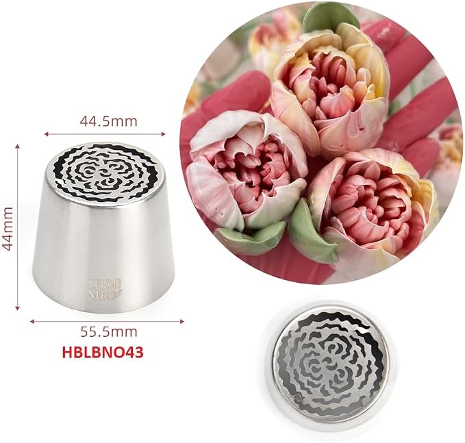 10 Pieces Extra Large Stainless Steel Seamless Russian Flower Piping Tips Kit for Marshmallow Bouquet,Cake Decorating Floral Icing Nozzles Set, 10 Icing Nozzles with 1 Clean Brush,1 Pastry Bag(XXL,A)
