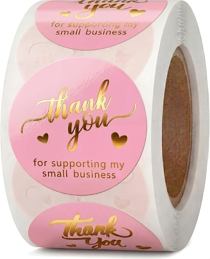 500 Thank You for Supporting My Small Business - Stickers 2 Inch Round Sticker Labels, Pink Gold Foil Thank You Labels for Packaging, Small Business Stickers for Envelopes, Boxes, Bags & Orders