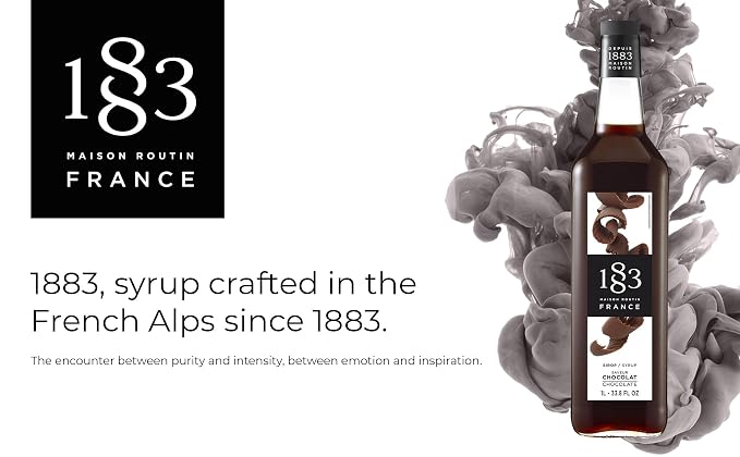 1883 Chocolate Syrup for Drinks, Made in France, 1 Liter Glass Bottle