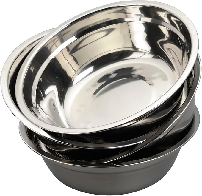 Zopnny 4 Pcs Stainless Steel Mixing Bowls, Metal Nesting Mixing Bowl, 9.3 Inch Mirror Polish Bowls for Meal Prep, Cooking, Baking, 2.3 Quart
