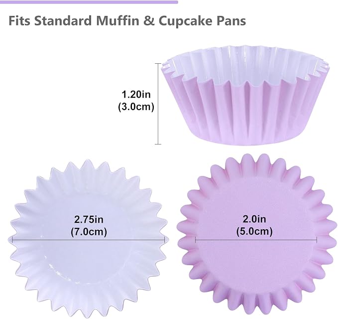 Caperci Heavy Duty Standard Purple Cupcake Liners 150 Counts - Grease-Resistant Paper Muffin Baking Cups, Odorless, No Muffin Pan Needed, Easily Peels (Orchid Bloom)