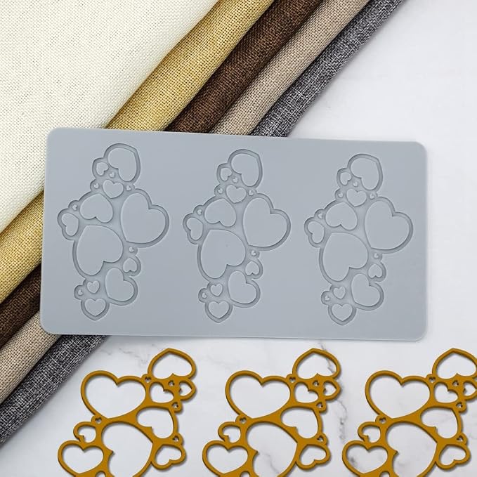 TUKE 3D Leaves Silicone Molds Flower Cake Fondant Mat Bee Leaf Pastry Moulds Rose Impression Chocolate Hollow Lace Mold (Love_8.8x4.6x0.12inch_D)