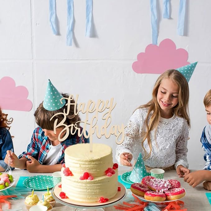 Happy Birthday Cake Topper Cake Decoration Suitable For Party Decoration For Anniversary/Birthday (wood)