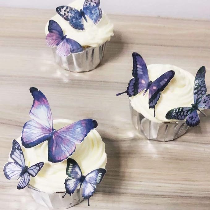 36pcs Edible Butterfly Cupcake Toppers Birthday Cake Decorations Precut CHOCKACAKE Wafer Paper Butterflies