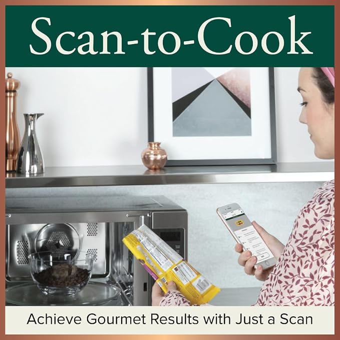 Café Countertop Convection Microwave Oven with Child Lock Technology, Broil, Auto-Cook, Roast, Defrost, Warm, Scan-to-Cook WiFi-Connectivity, 1000W, 1.5 Cu. Ft, Stainless Steel CCWK15C1WSS