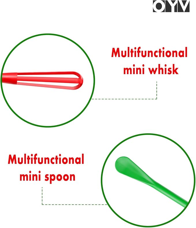 OYV Christmas Colors Mini Whisk Set, 8.5 in Mini Whisks for Cooking, 3 Pieces Small Wisk For Whisking, Beating, Blending Ingredients, Mixing Sauces, BPA Free Tiny Whisk