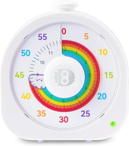 Visual Timer for Kids 60Min/12H Dual Countdown Timers with Magnetic Sticker | Rechargeable Timer with Pomodoro Mode, ADHD Time Management Tool for Classroom Kitchen Office, Silent Operation