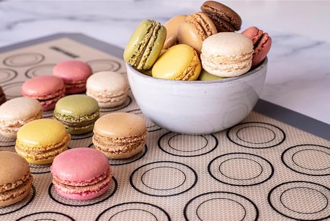Macaron Silicone Baking Mats - Set of 10 - Full Size - 16 x 24inch, Non-Stick Macaron Mat for Perfect Baking - Dishwasher & Oven Safe, Ideal for Macarons, Cookies, Bread, and More