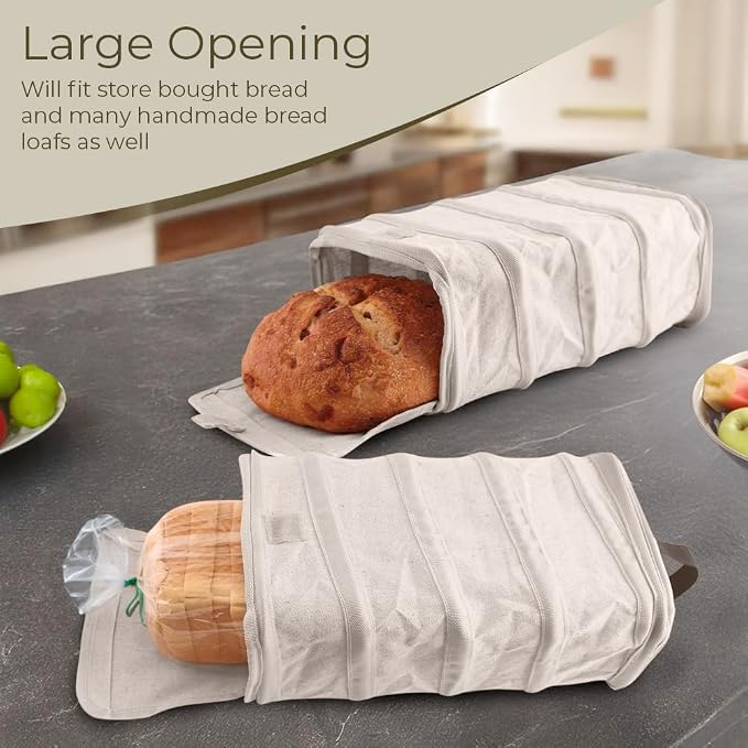 BREAD BAG, Reinforced Egg Protector – Anti-Crush Rigid Grocery Bag for Sourdough, Homemade Bread & Produce – Reusable, Collapsible Linen Shopping Tote (12.5" x 7" x 5")