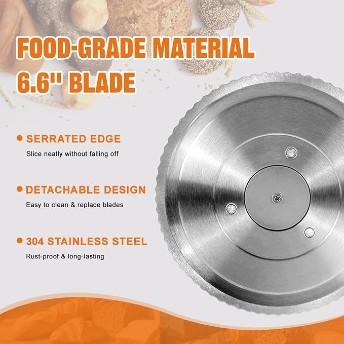 Upgrade Manual Bread Slicer for Homemade Bread, Sourdough Slicer with Hand Crank, Metal Guide Rail, Non-Slip Suction Base & Sharp Blade for Consistent Even Slices