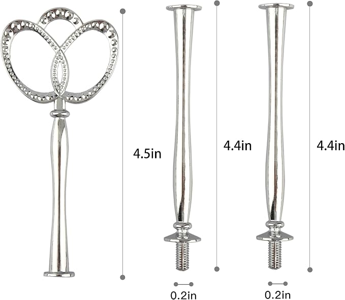 3 Tier 14" Heavy Metal Cake Stand Holder Fruit Plate Stand Fitting Hardware Rod(Silver_New_Crown)