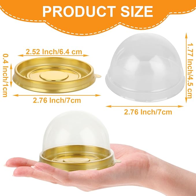 WOPPLXY 200 Pcs Mini Cake Containers, Clear Plastic Small Cupcake Boxes with Dome Lids, Mini Cupcake Container, Mini Flan Container for Individual Cookies Cheesecake Mooncake Desserts