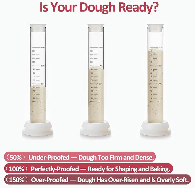 Sourdough Aliquot Jar Set, Glass Fermentation Tracker Tube with 0–150% Scale, Precision Sourdough Starter Kit for Dough Rise, Bread Proofing, Home Baking Supplies (1 Pack)