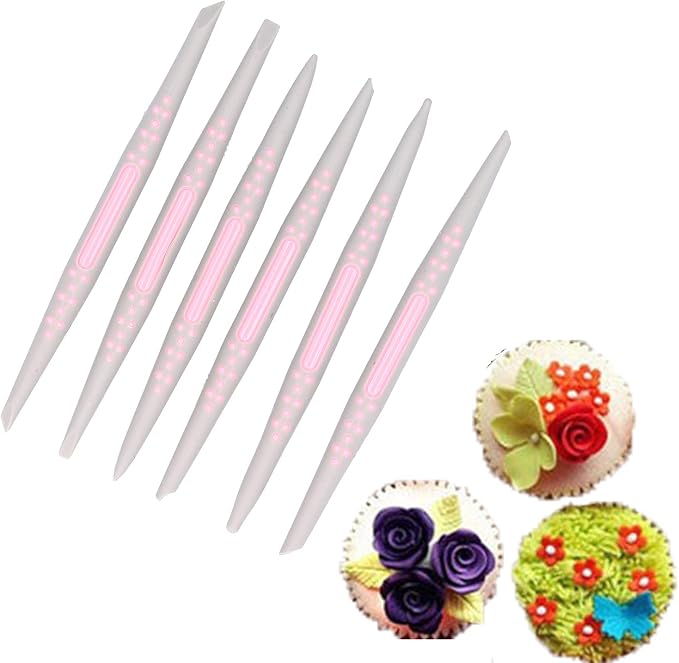 FLEXMAN 6Pcs Silicone Clay Sculpting Tool, Fondant Cake Decorating Tools, Modeling Dotting Tool, Pottery Craft Use for DIY Handicraft, Silicone Brush, Sculpture Pottery, Nail Art