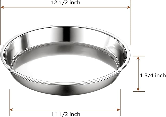Vankey 12in Deep Dish Drip Pan, Stainless Steel Pizza Pan Fits For Kamado Joe, Roast Pan For Big Size Green Egg & Acorn & Weber Grills & Smokers