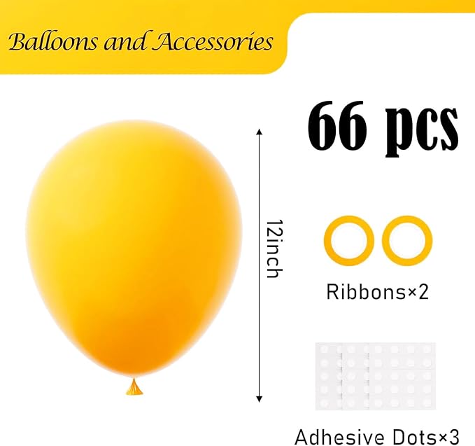 Voircoloria Lemon Yellow Balloons, 66pack 12inch Mustard Yellow Latex Party Balloons for Birthday Baby Shower Graduation Wedding Gender Reveal Anniversary Party Decorations
