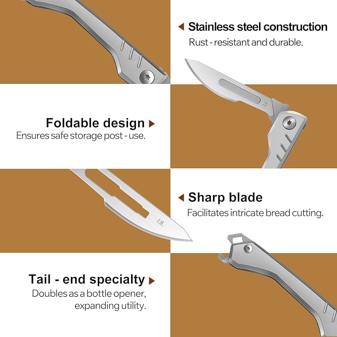 CRUIFU Bread Lame Dough Scoring Tool – Multi-Purpose Scoring Knife, Folding Bread Scorer Tool for Sourdough & Bread Baking with 10 Bread Razor Blades （Grey）