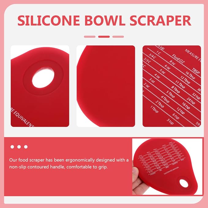 Kichvoe Silicone Dough Scraper with Measuring Scale, Flexible Bowl & Bench Scraper for Bread, Pastry, Sourdough - Multipurpose Cutter and Chopper for Baking, Pizza, Cake