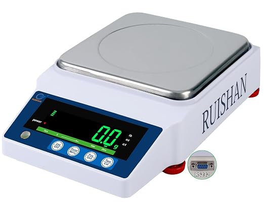 Large Range Postal Scale 10kg x 0.1g Precision Lab Balance - Grain/Gram Scientific Scale Calibrated Industrial Laboratory Weighing and Counting Table Top