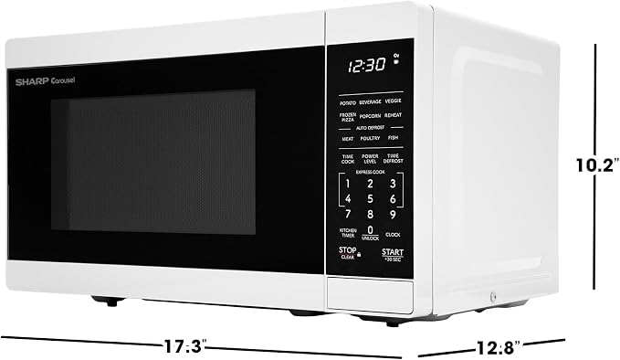 SHARP Compact Countertop Microwave Oven with Removable 10" Carousel Turntable, 700 Watt, 0.7 Cubic Feet, White
