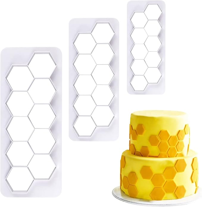 Mity rain Hexagon Cookie Cutter - Geometric Multicutter- Football Cake Fondant Cutter - 3 Size,Hexagon Biscuit Cutters,Novel Creative Cake Decorating