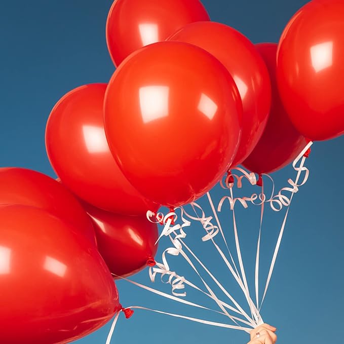 Voircoloria 105pcs Red Balloons 12inch Party Latex Balloons for Valentine's Day Birthday Christmas Baby Shower Wedding Anniversary Party Decorations