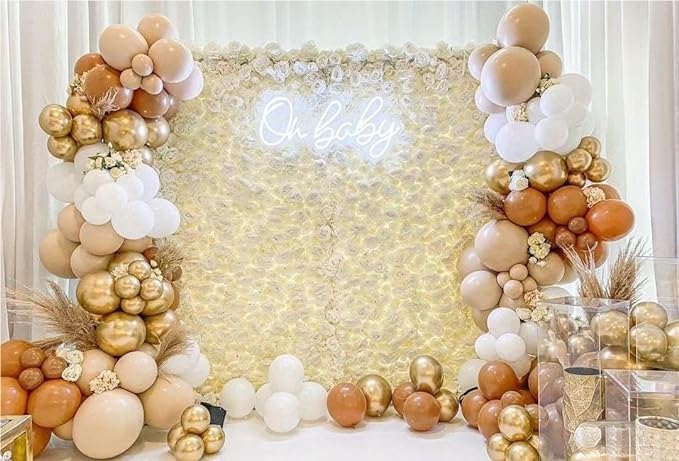 Boho Balloons Garland Arch Kit, 146 Pcs Brown Nude White Balloons Different Sizes for Girls Baby Shower Garden Tea Party Bachelorette Birthday Wedding Decorations