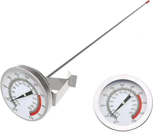 Lightbeam 16" Long Stem Deep Fry Thermometer with Pot Clip, Instant Read 2" Dial Meat BBQ Turkey Thermometer Candy Thermometer for Deep Fry, Turkey, Grill, Candy & Coffee etc
