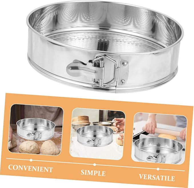 BESPORTBLE 9 Inch Stainless Steel Springform Cake Pan with Removable Bottom, Leakproof round Cheesecake Mold for Home Baking, Sturdy 304 Material with Reliable Lock for Oven Use