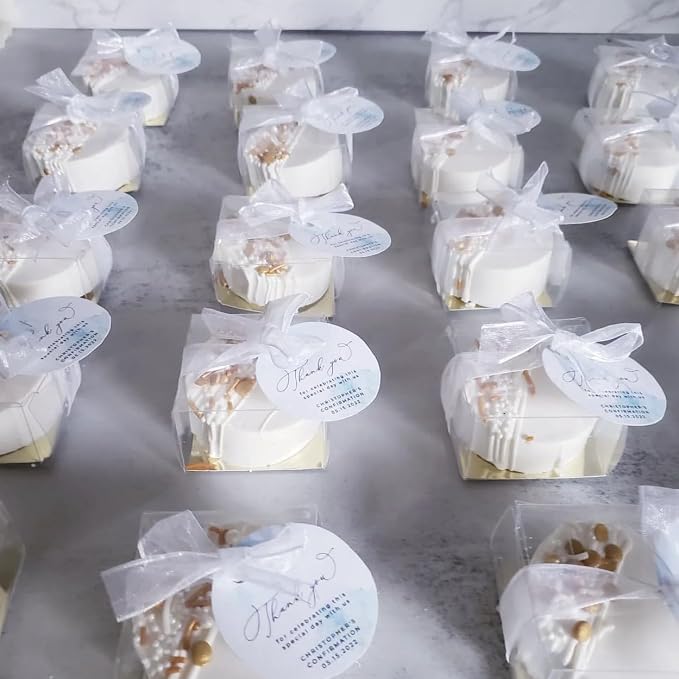 RomanticBaking 150 Pack 2.17x2.17x1.38 Inches Single Macaron Boxes Brownie Boxes Moon Cake Boxes Small candy boxes for wedding favors