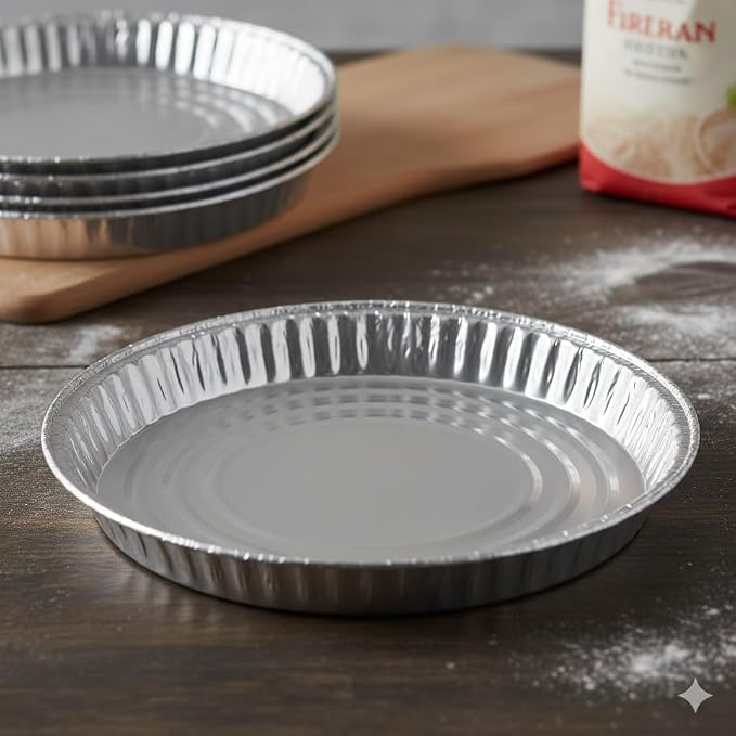 DCS Deals Pack of 25 -Disposable Round Foil Pizza Pans – Durable Pizza Tray for Cookies, Cake, Focaccia and More – Size: 12-1/4" x 3/8" (25)