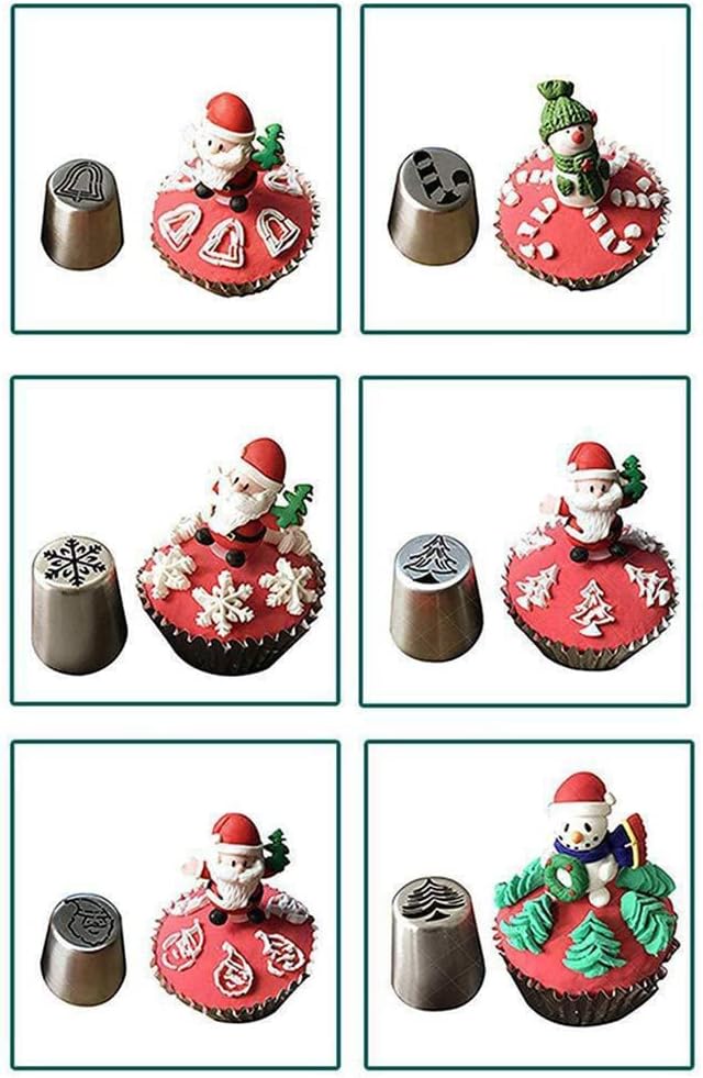 Christmas Russian Piping Tips Set – 24-Piece Frosting Nozzles with Storage Case, Compatible with Standard Couplers, Ideal for Cupcakes, Cookies & Cake Decorating