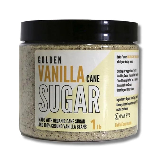 Bakto Flavors Golden Vanilla Cane Sugar, 1-pound Jar