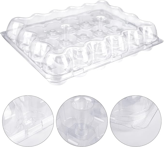 24 Counts x 10 Sets Cupcake Containers Cupcake Boxes Plastic Cupcakes Carrier Holders for Clear Plastic Disposable Cupcakes Container with Detachable Tall Lid