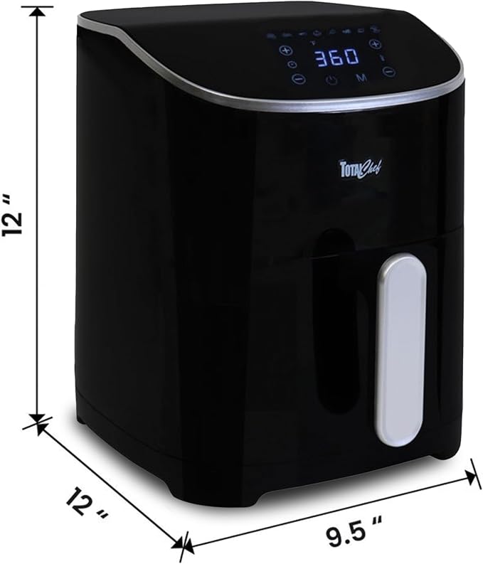 Total Chef Electric Air Fryer Oven 5 Qt/4.8L, Digital Touchscreen Controls, 8 Smart Cooking Presets, Adjustable Temperature, Programmable Timer, Non-Stick Basket, Quick Easy Meals, Black