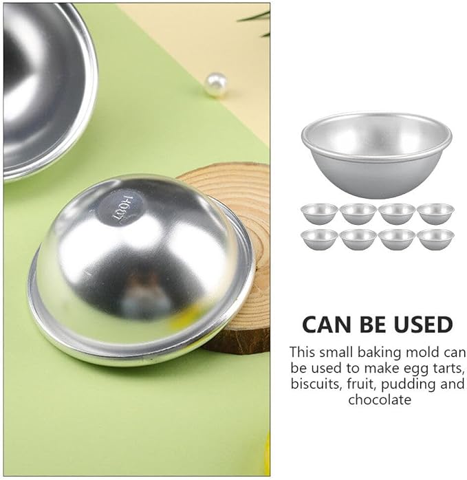 Yardwe 9-Piece Semi-Circle Tart Molds 2.24 in Reusable Baking Pans for Egg Tarts Pudding Fruit Biscuits Mini Pies Easy-Clean Bakeware for Afternoon Tea and Family Dinners