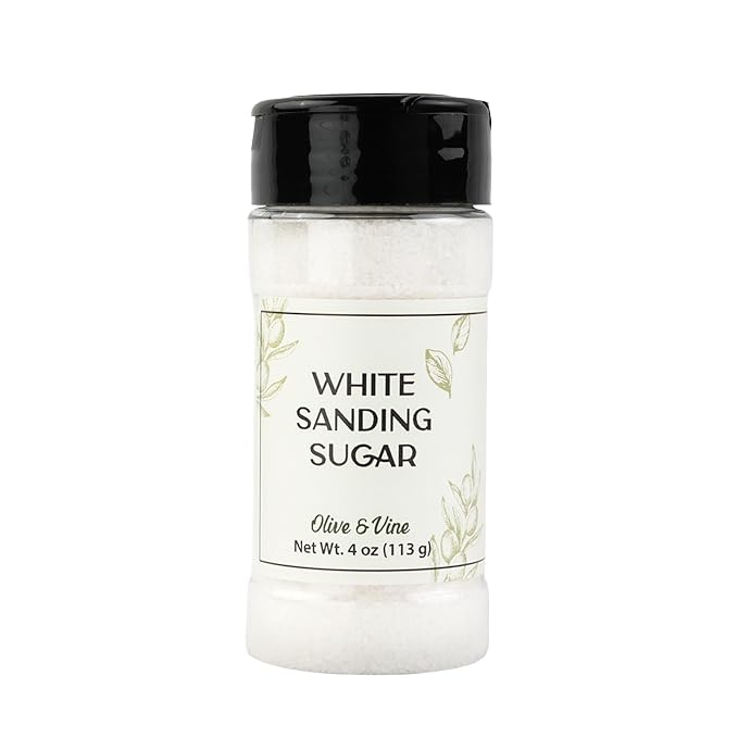Olive & Vine White Sanding Sugar, Sweet Finish, For Baking & Decorating, Rich Tradition, Authentic Taste, For Global Recipes (4 Ounce)