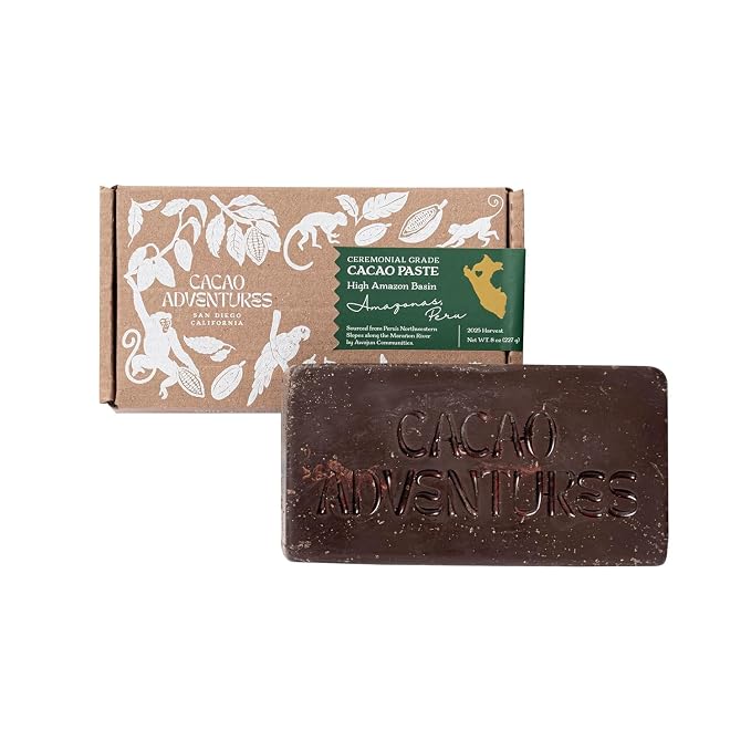 Cacao Adventures Ceremonial Cacao Block, High-Amazon Basin, 8 oz