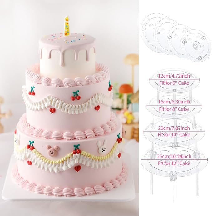 Cake Pin Sticks Set, 16 Pieces Plastic Cake Sticks Support Rods with 4 Cake Dividers for 6, 8, 10, 12 Inch Cakes, Plastic Cake Support Rods for Wedding Cake Building and Stacking (16)