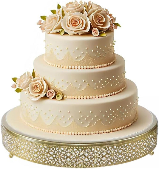 Cake Stand, Metal Round Cupcake Dessert Stand Cake Display Holder Cookies Fruit Serving Tray Decor for Wedding Party Birthday Baby Showers Anniversary (16in, Gold)